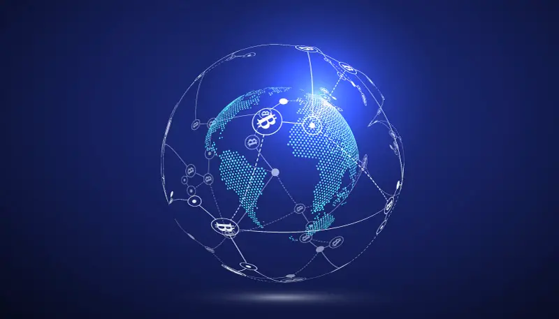 Electronic payment blockchain concept global